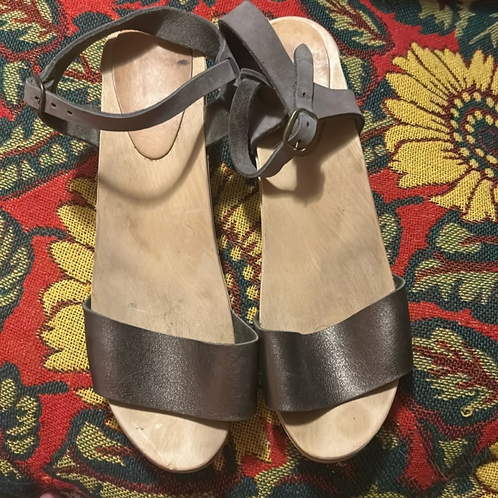 Metallic And Suede Bryr Clogs Barely Worn - image 1